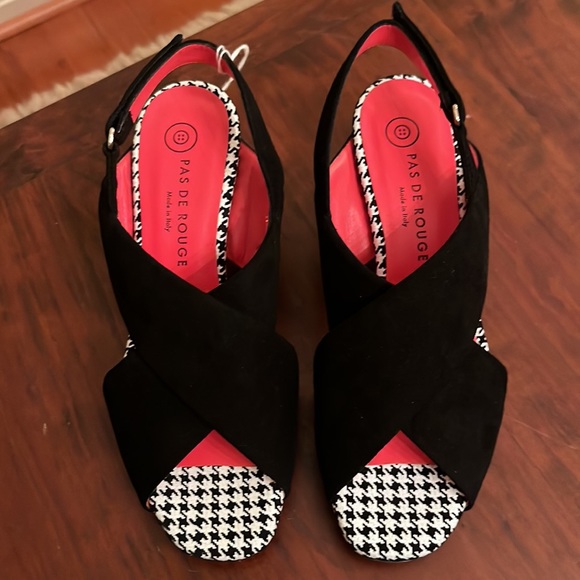 NWB Pas De Rouge Women's Fleur 2824 In Black Suede/Embossed Leather Size 37 - Picture 6 of 12